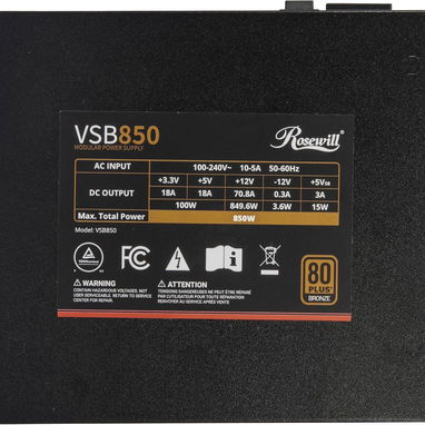 Fuente de alimentación semimodularRosewill VSB 850W 80+ Bronce, compatible con ATX 3.0 y 3.1 52815418 - Img 120777787