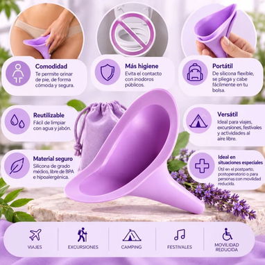 Orinal femenino reutilizable de silicona postparto posoperatorio orina de pie Comodidad e higiene Mujer - 2/5