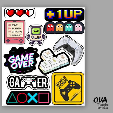 Hoja de pegatinas stickers calcomanías anime videojuegos y gamer - Img 119478007