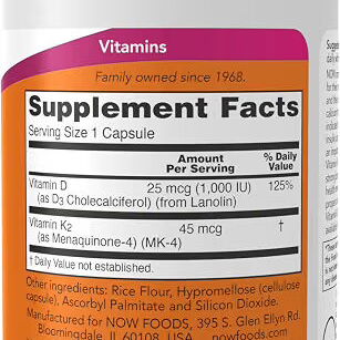 Vitamina D3 + K2 | NOW Foods | 120 cápsulas - 2/2
