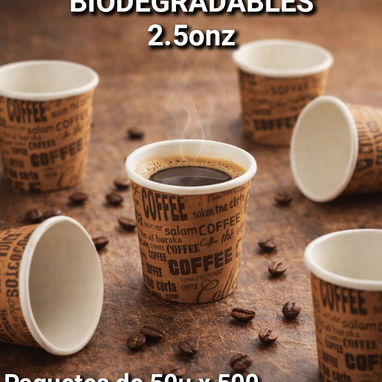 Vasos para Cafe desechables de 3oz y 2.5oz biodegradables. - Img 120338718