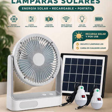 Ventilador recargable con panel solar y bombillos Led - Img 118328120