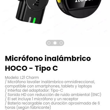 Micrófono inalámbrico HOCO - Tipo C. Modelo: L21 Charm - Img 116614319