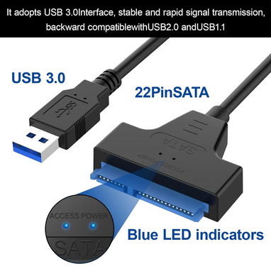 Cable Adaptador Sata a USB 3.0 Para Discos Duros y SDD de 2,5 pulgadas productos compatibles: Disco Duro 2.5¨ y HDD SDD - 3/7