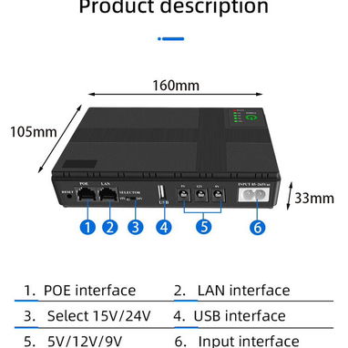 Mini ups 20000mah para routers - 2/3