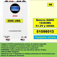 PD-617-Batería SAKO 15360Wh  51.2V y 300Ah....2500 USD...51596013...Transporte incluido - Img 55958297