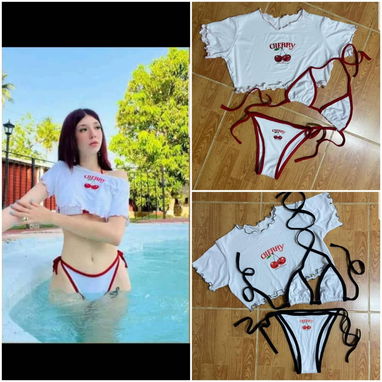 Biquinis de pareo corto x 5500. Juego de bikinis Cherry 🍓 x5000 - Img 123357648