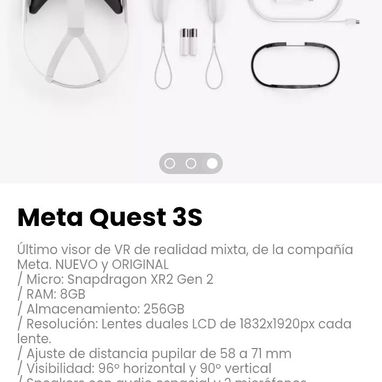 Meta Quest 3S. Visor de VR de realidad mixta, de la compañía Meta. NUEVO y ORIGINAL - Img 109740759