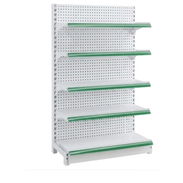 Góndola metálica | Estantes para negocios : Blanca y verde con pared trasera perforada o Lisa (90*46*195*) - Img 55217373
