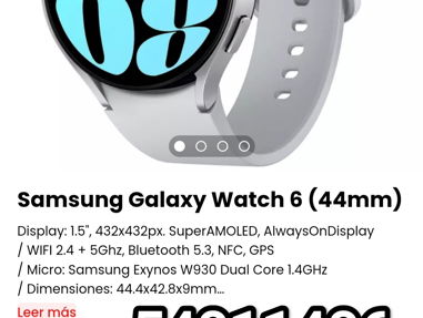 !! Smart watch/ Reloj inteligente Samsung Galaxy Watch 6 (44mm) Display: 1.5", 432x432px. SuperAMOLED, AlwaysOnDisplay!! - Img main-image-45732415