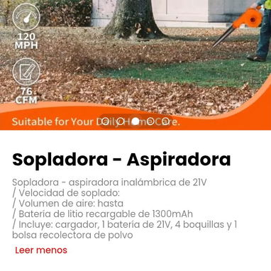 Sopladora - Aspiradora inalámbrica de 21V - Img 119667067