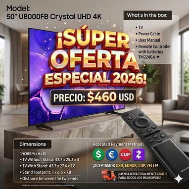 🎄🔥 LO MEJOR EN TV SAMSUNG 2026 💎 Samsung Smart TV 4K Crystal UHD – 65” Serie U7900FD 🎶 📲 WhatsApp 53321047 - Img 122799064