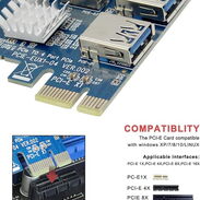 PCI-E 1x a 16x Tarjeta Riser PCI-Express 1 a 4 ranuras PCIe USB3.0 Divisor 1 a 4 Adaptador GPU Riser Card - Img 45395059