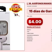 39. AUDÍFONOS MANOS LIBRES CON CABLE/ G2 VPT#-0004 - Img 56303050