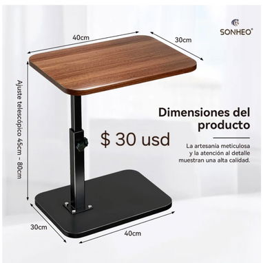 MESA AUXILIAR, DE MADERA CON SOPORTE METÁLICO - 4/8