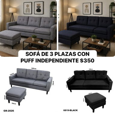 SOFÁ NUEVO MODERNO IMPORTADO. SOFÁ CAMA/SOFÁ EN L/SOFÁ CON PUFF/SILLÓN RECLINABLE. - Img 123778247