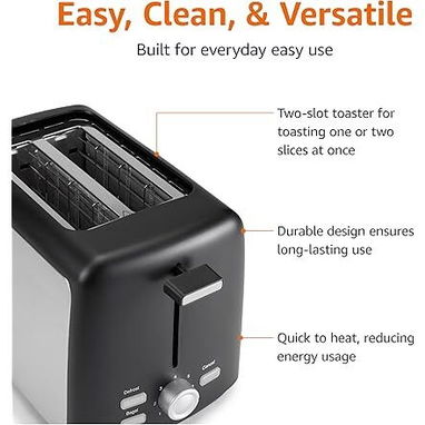 🍞🔥 Tostadora Amazon Basics 2 Rebanadas 800W | 7 Niveles | Bagel/Defrost/Cancel | ENVÍO DISPONIBLE * + GARANTÍA** - Img 112407757