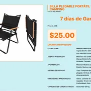 Silla de Camping de Diseño Compacto Negro con Manual de Configuración VPT#-0469 - Img 55544761