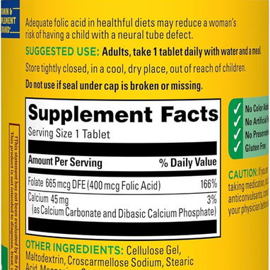 Ácido Fólico 400mcg (Nature Made · 250 tabletas) - 3/9