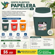 CESTO PLÁSTICO CON TAPA BASCULANTE 12 L - Img 57900495