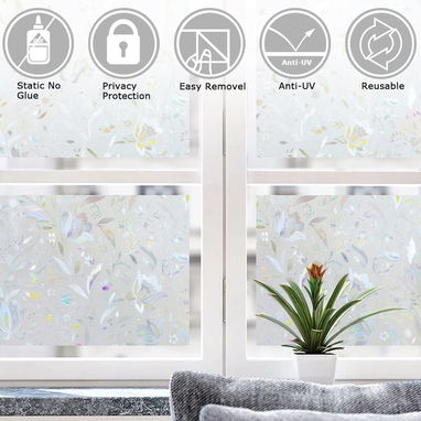 Película de ventana de NUBE DE LIMÓN, película decorativa de privacidad de ventana, pegatina de vidriera 3D, control de - Img 113264336