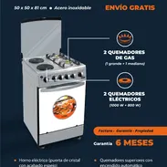 🔷 Cocina Híbrida 20" con Horno, $300 usd ❗ ➖ 2 Quemadores de Gas ➖ 2 Quemadores Eléctricos ➖ Horno Eléctrico con acaba - Img 54500548