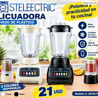Licuadora ESTELECTRIC 2en1 con molinillo de especies. Vaso plástico y de cristal cómo lo prefiera. - 2/2