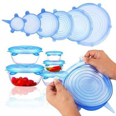 Juego de 6 tapas elasticas de silicona para cubrir recipientes de alimentos - Img 118743458