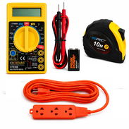 Medidor de Voltaje Digital Crownman + Cinta Métrica de 10 Metros + Extensión Eléctrica Naranja de 5 Metros ($16) - Img 56258000