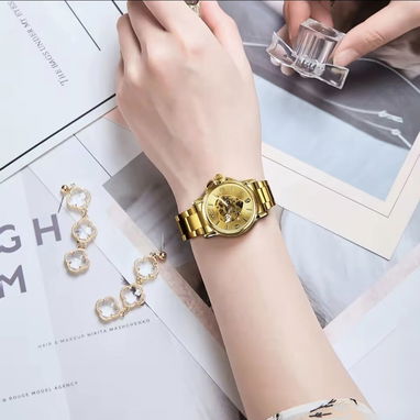 Reloj Automático Dorado para Mujer– ¡Edición Limitada! en su caja, Diseño Exclusivo y Elegante - Img 110851068