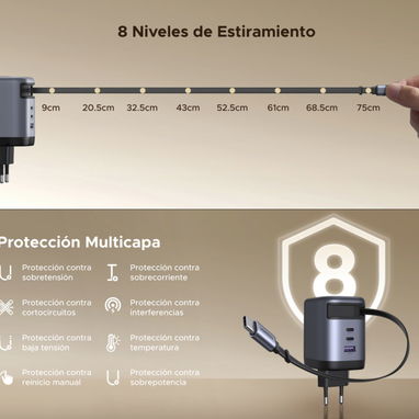 CARGADOR 100W UGREEN NEXODE ORIGINAL | USADO | CABLE RETRÁCTIL | Centro Habana 55 - 5/10