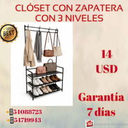 Zapatera de 3 niveles con perchero - Img 56816175