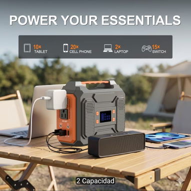 Estación de energía portátil de 100W con toma de corriente de CA, banco de energía, paquete de batería externa de litio, - 6/9