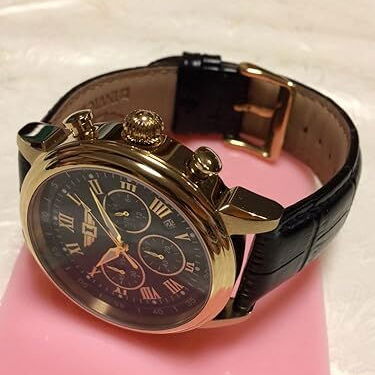 Reloj INVICTA cronógrafo 90242-003 Cuarzo Japonés, Caja 44mm en ORO ROSA y manillas de cuero legítimo negras NUEVO. - Img 126016511