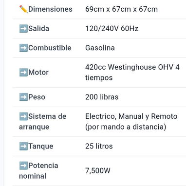 Planta eléctrica Westinghouse 9500 W - Img 113734519