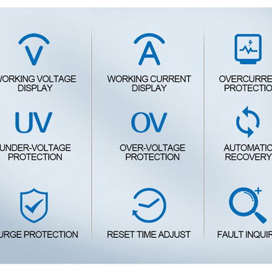 Braker y protector de alto y bajo voltage con relé y ajustable 63A 120V y 240v - 2/10