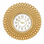 Reloj Pared 25cm Pétalos Dorados Números Visibles Sala VPT# - Img 56788693