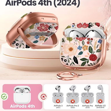 Funda floral para AirPods Pro 3 (2025) con soporte, llavero y kit de limpieza Peonia Blanca | videojuegoshabana.com - Img 122009222