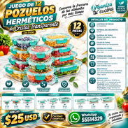 JUEGO DE 12 POZUELOS HERMÉTICOS DE CRISTAL TRANSPARENTE CH-TV00, NUEVO EN SU EMPAQUE, FACTURA A SU NOMBRE - Img 57976180