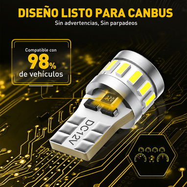 Bombillas LED T10 AUXITO Cola de pescado 194/168/2825 Canbus 6500K Blanco Frío – Paquete de 2 - 6/8