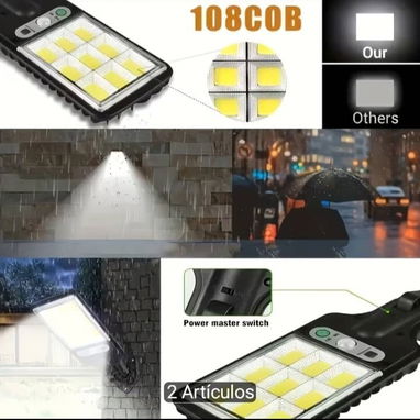 Luz Solar LED 108 COB con Sensor de Movimiento - 3/5