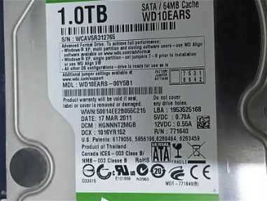 Disco duro de PC 1TB marca Western digitalCaviar Green de uso vida 100%// 59757936 - Img main-image-45864011