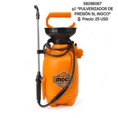 58296067  📢 *PULVERIZADOR DE PRESIÓN 5L INGCO* 💲 Precio: 25 USD 🛡 Garantía: 5 días - Img 122409595