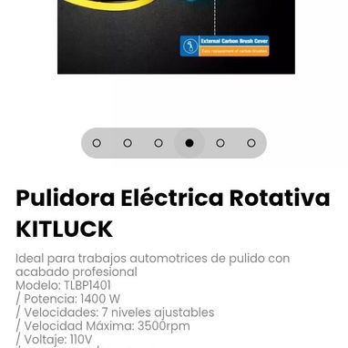 Pulidora Eléctrica Rotativa KITLUCK. Modelo: TLBP1401 - 4/6