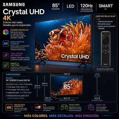 Samsung de 85” Crystal 4K UHD ( 85”DU8000C ) - Img 123882029
