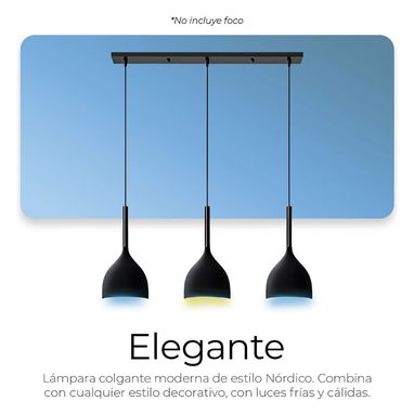 Lámpara de techo decorativa colgante negra estilo vintage(juego de 3) - Img 91346065