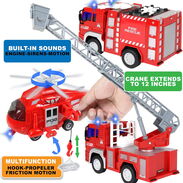 ✅ Combo de rescate: Helicóptero y 2 Camión de Bomberos, luces y sonidos ✅ Juguete de niño - Img 45158136