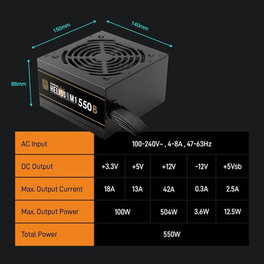 ⚡ FUENTE DE PODER GAMDIAS HELIOS M1-550B – 550W ATX, 80+ Bronze⚡ - 6/6