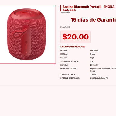 BOCINA DE 8 PULGADAS MS-2055BT $68.00, BOCINA 8'' CON MICRÓFONO 6000W P.M.P.O NDR-1095 $150.00 - 6/10