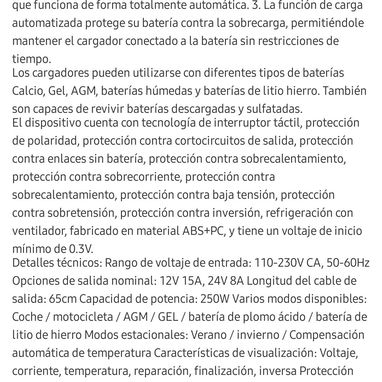 Cargador inteligente todo tipo de Bateria de 12v-15A y 24v-8A - 6/6